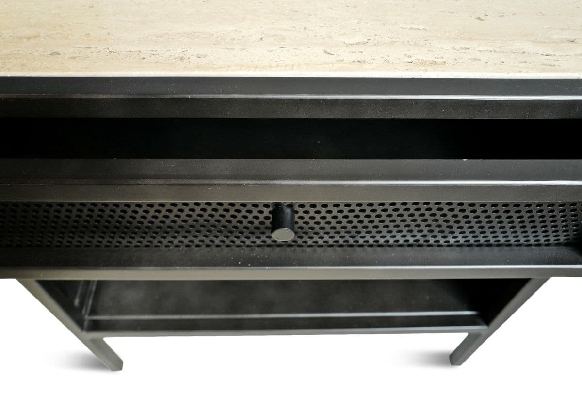 Iron & Travertine Nightstand - Thumbnail 8