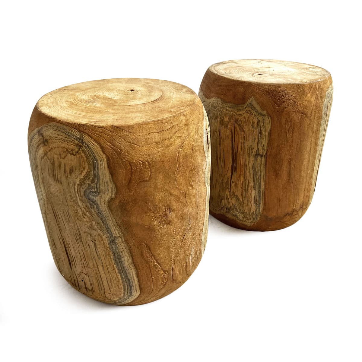 Solid Acacia Wood Cylinder Stool Side Table - Thumbnail 8