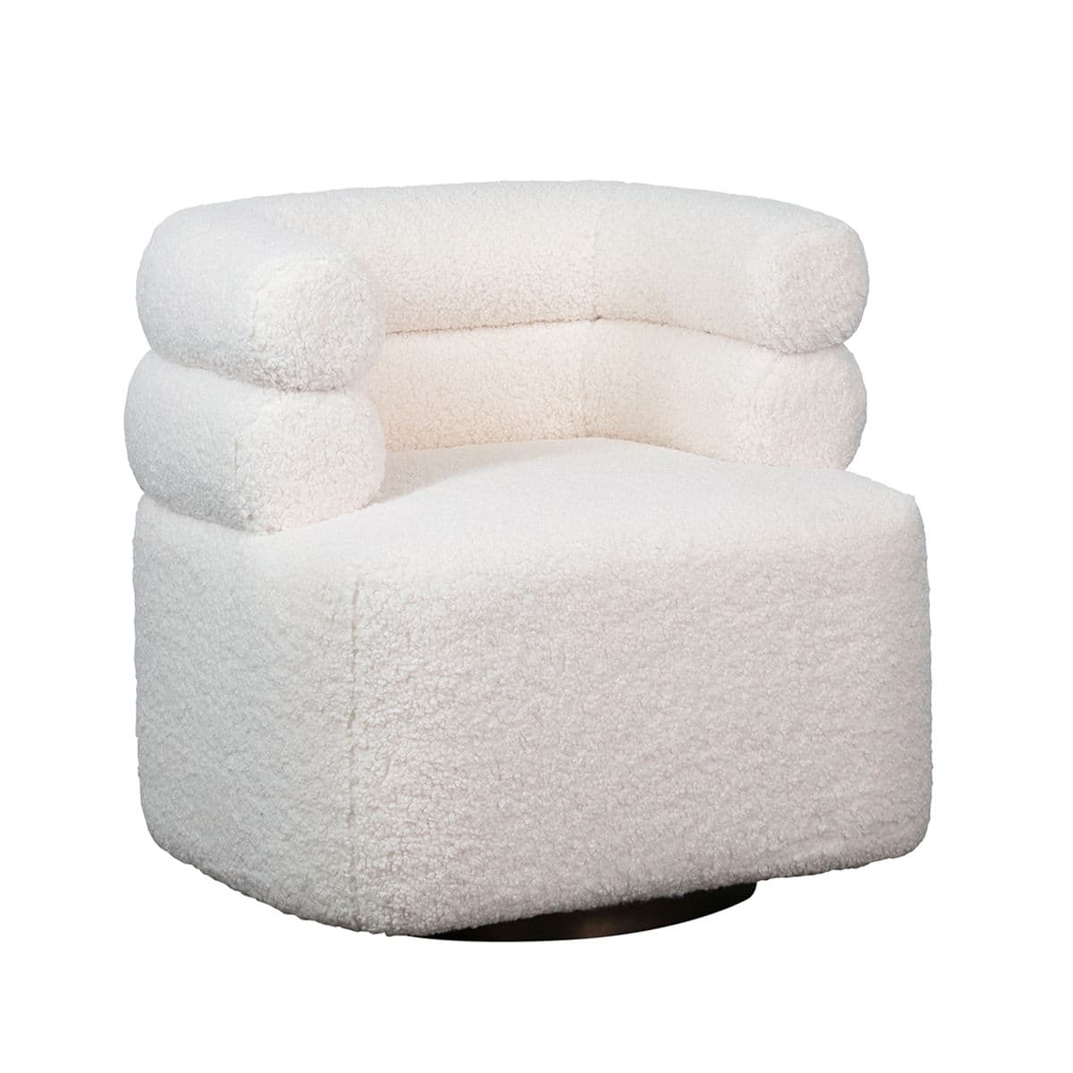 White Faux Sheep Jolla Swivel Chair - Thumbnail 8