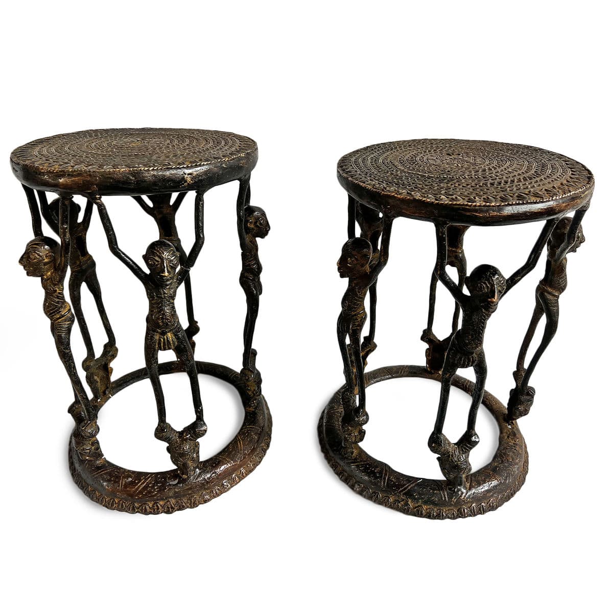 Vintage Bronze Tikar Stool - Thumbnail 8