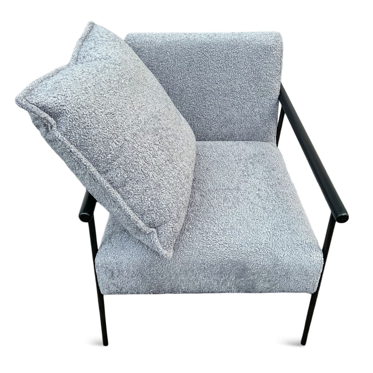 Grey Blue Sherpa Pillow Chair - Thumbnail 8