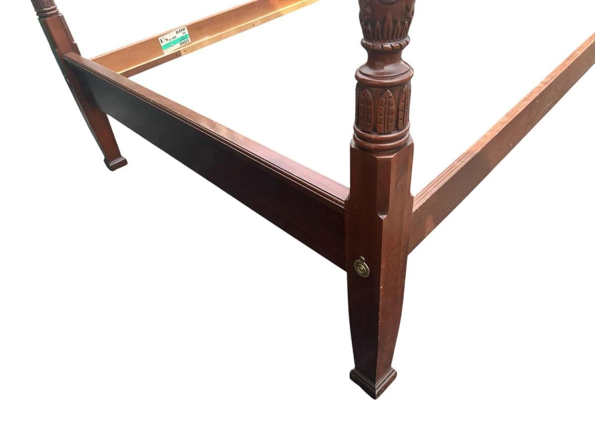 Queen Size Solid Cherry Wood Four Poster Rice Bed - Vintage Late 20th Century - Thumbnail 8