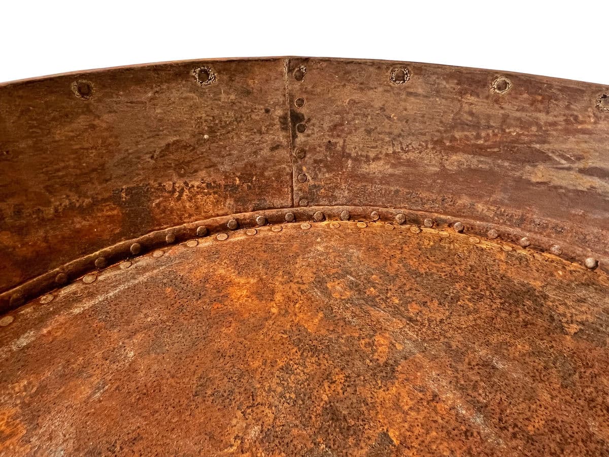 Large Vintage Iron Round Tray Bowl - Thumbnail 8