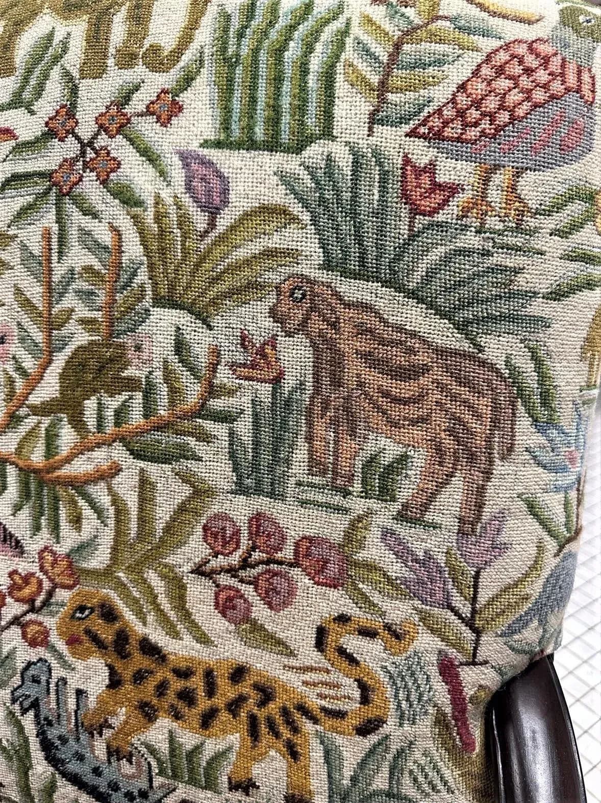 Hacienda Chair Upholstered With Jungle Animals Tapestry and Embossed Cowskin - Thumbnail 8