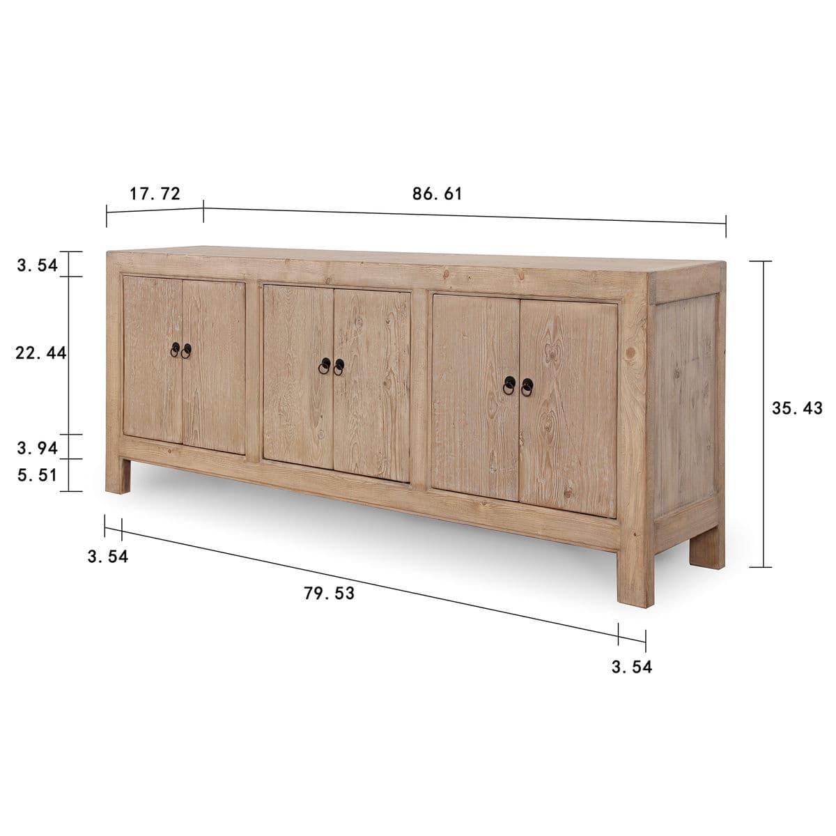 Raw Pine Six Door Sideboard - Thumbnail 8