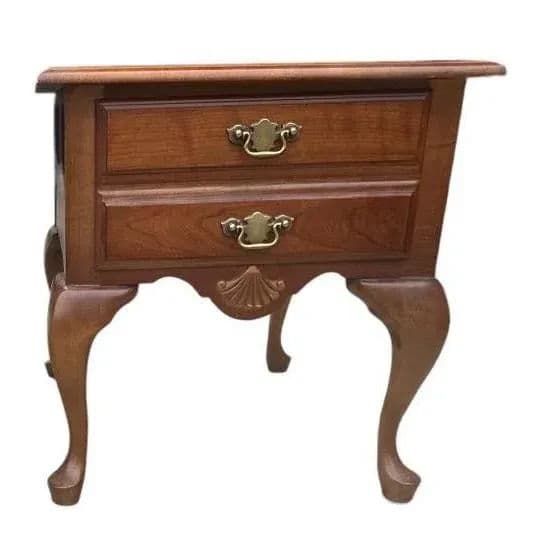 Solid Cherry Wood Queen Anne Side Table by American Drew - Vintage Late 20th Century - Thumbnail 8