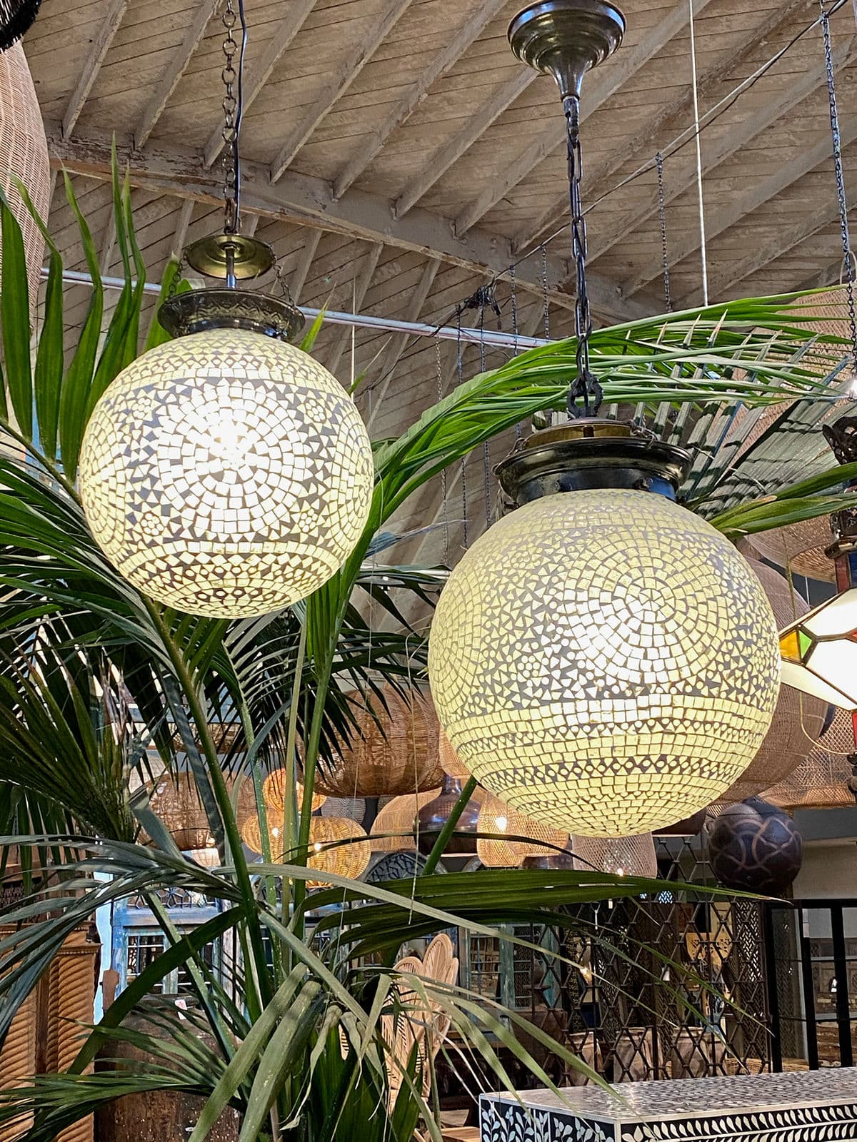 White Mosaic Globe Lantern - Thumbnail 8