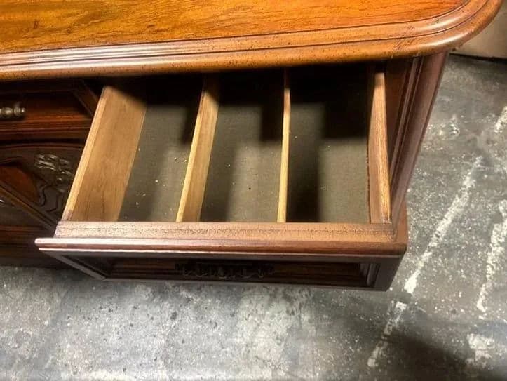 Mid 20th Century Spanish Revival Oak 70" Wide Credenza or Buffet Sideboard - Thumbnail 8