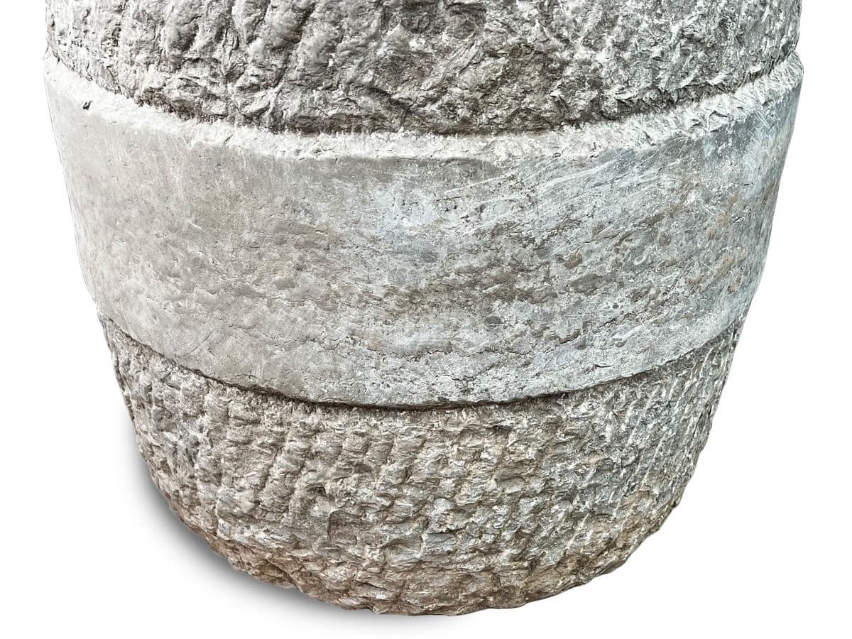 Old Granite Chiseled Barrel Planter - Thumbnail 8