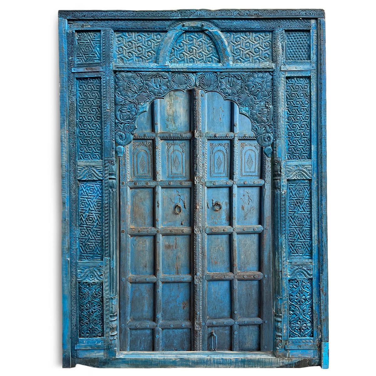 Antique Blue Raja Architectural Mirror - Thumbnail 8