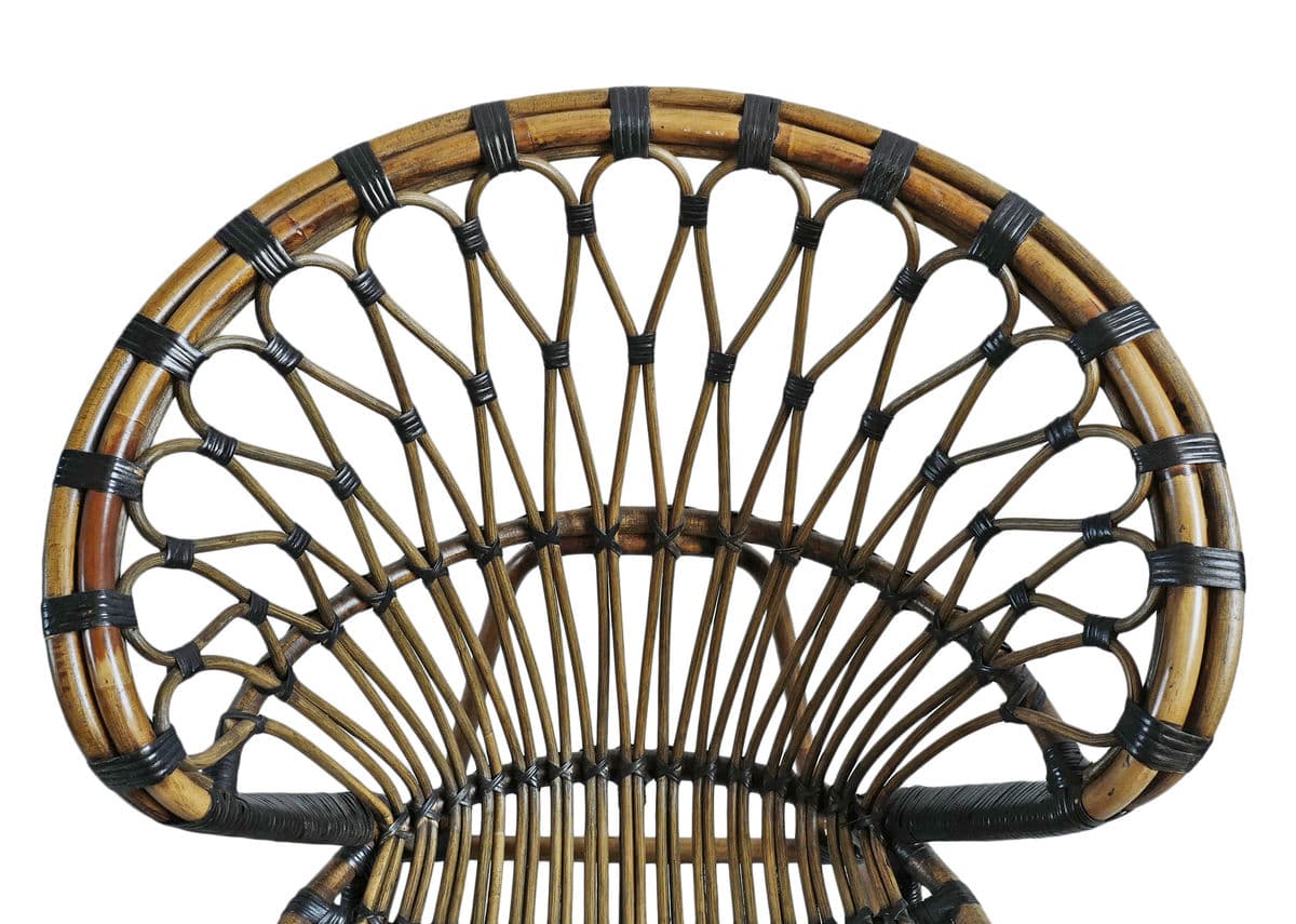 Tea Stain Bamboo & Rattan Side Chair - Thumbnail 8