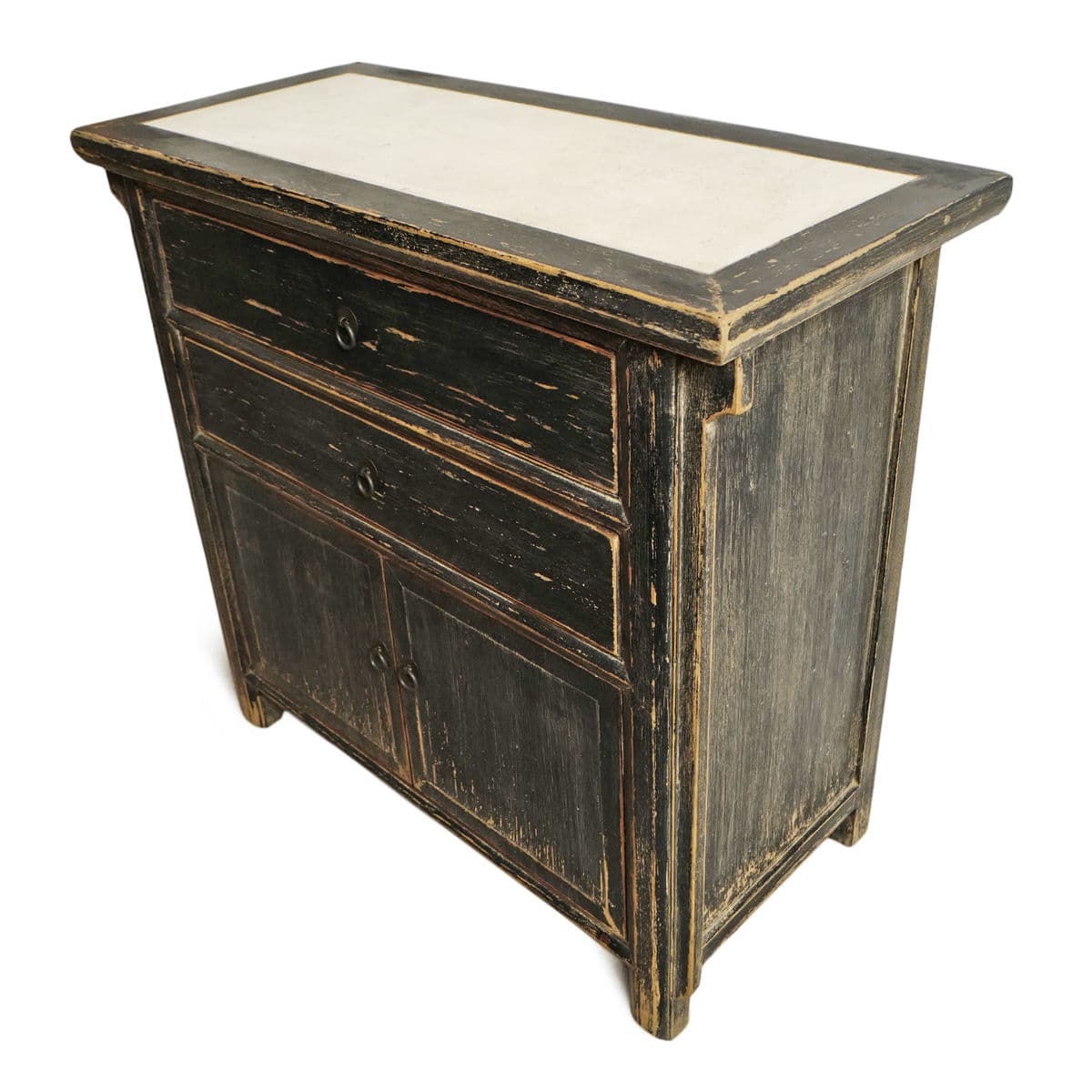 Marble Top Black Rustic Dresser Cabinet - Thumbnail 8