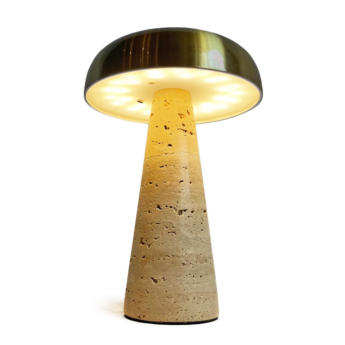 Porcini Travertine Brass Table Light - Thumbnail 8