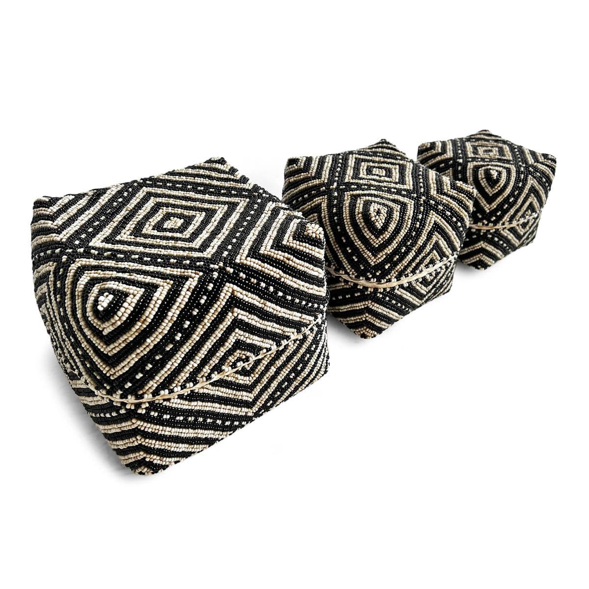 Bamboo Beaded Box Black & Tan Small - Thumbnail 8