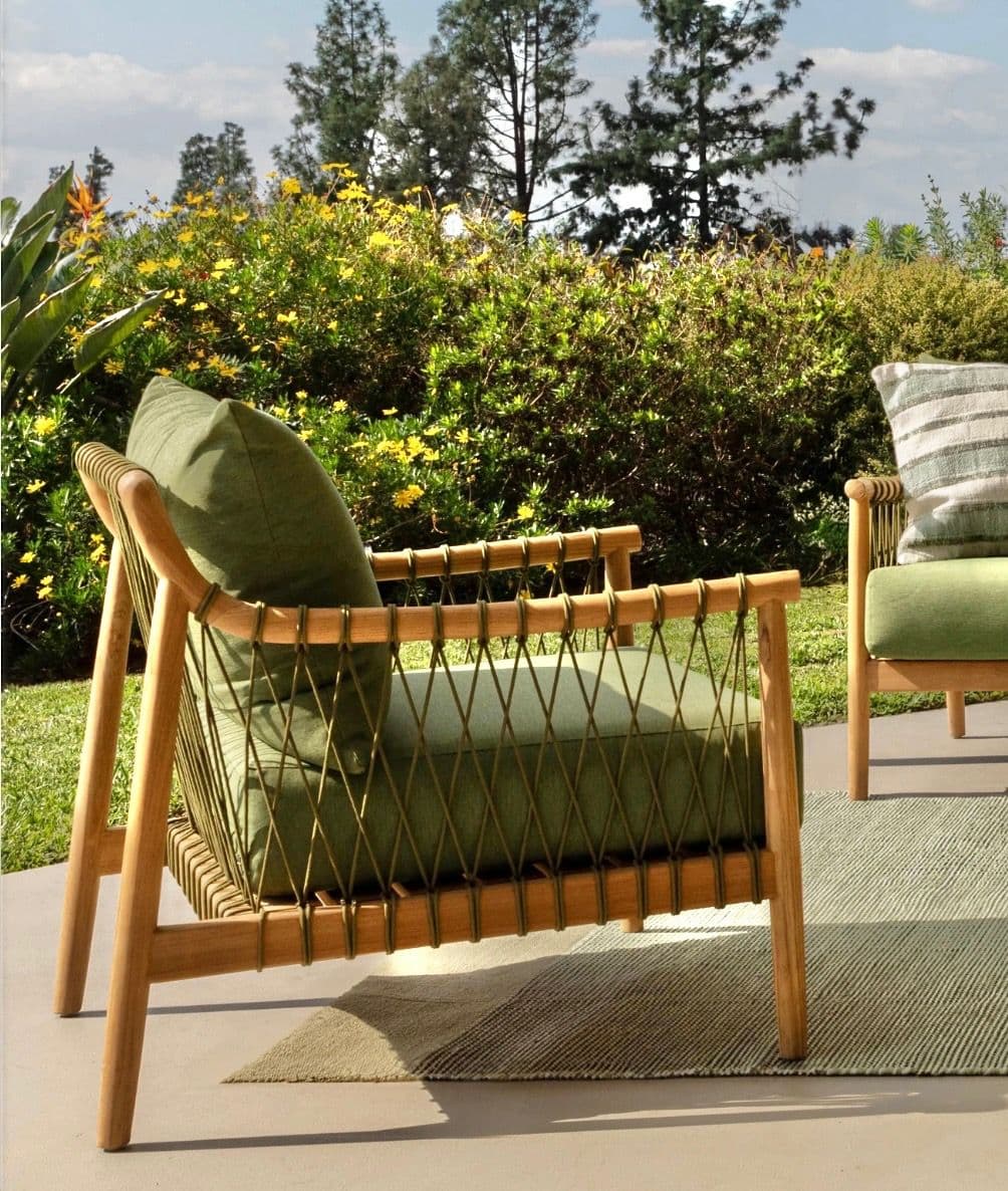 Outdoor Teak & Fern Green Arm Chair - Thumbnail 8