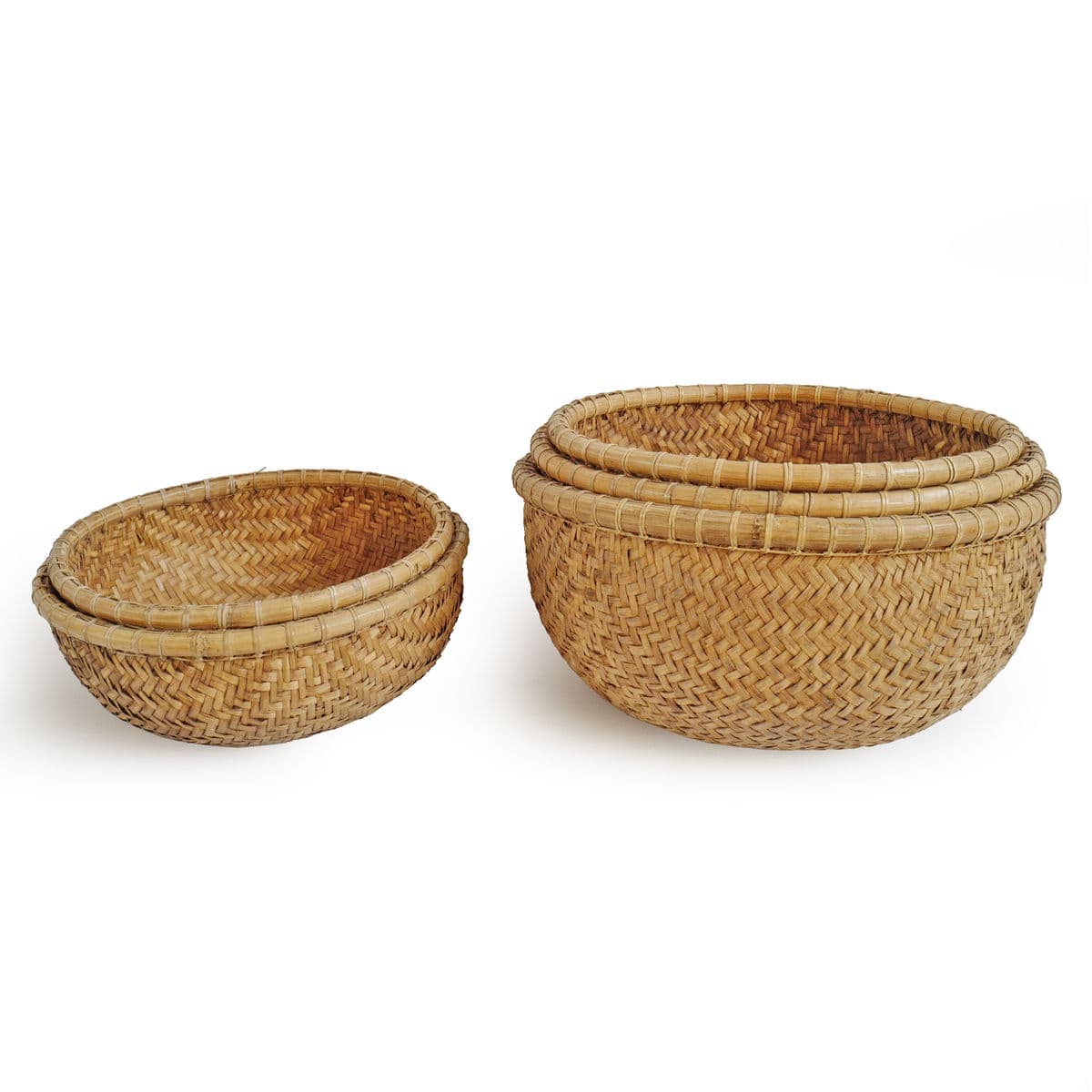 Java Bamboo Round Basket Medium - Thumbnail 8