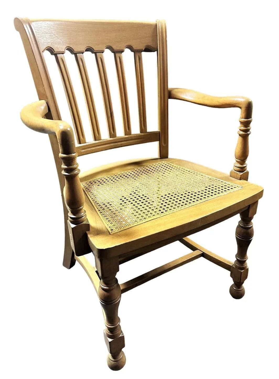 Cerused Walnut and Cane Chairs in a Mid 20th Century Spanish Style - a Pair - Thumbnail 9