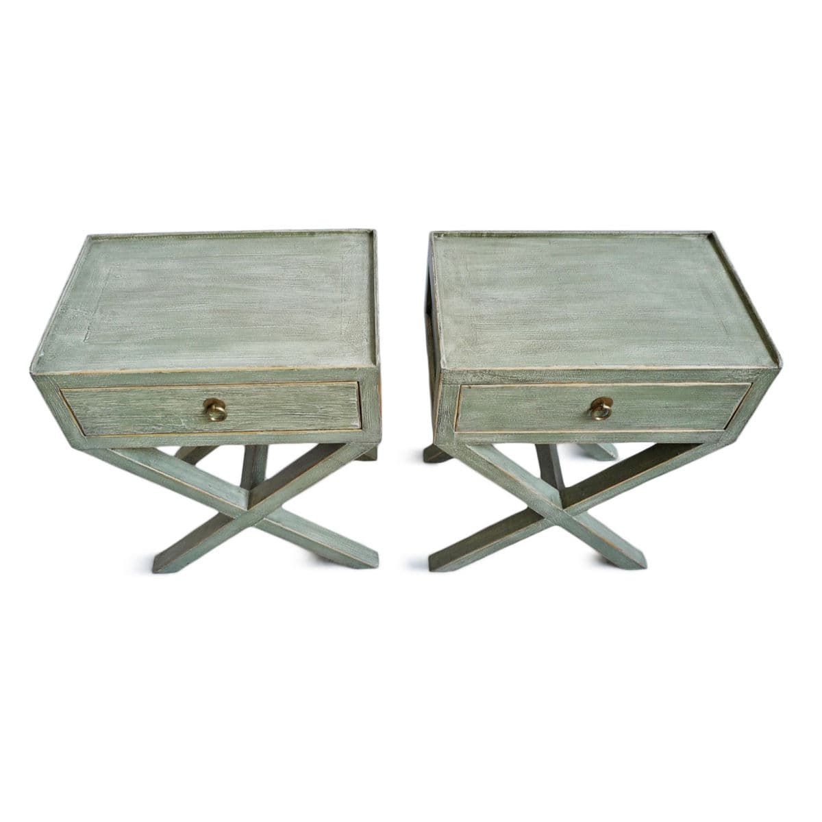 Green Washed X Bedside Table - Thumbnail 9