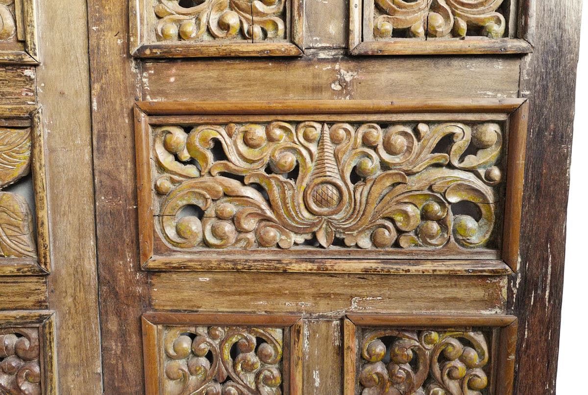 Antique Balinese Carved Wall Panel Doors - Thumbnail 9