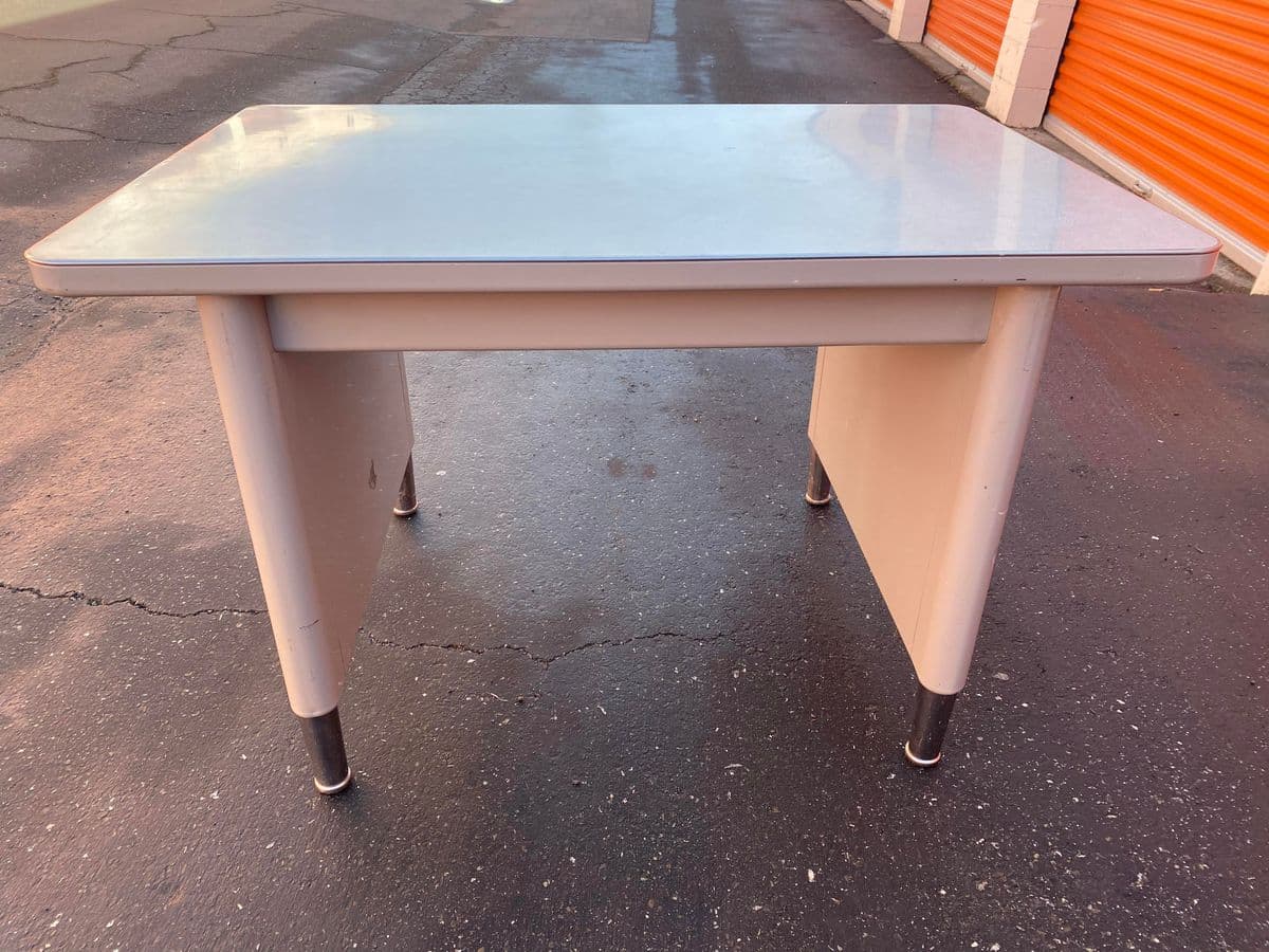 Vintage Mid-Century Modern Steelcase Metal Writing Desk - Thumbnail 8