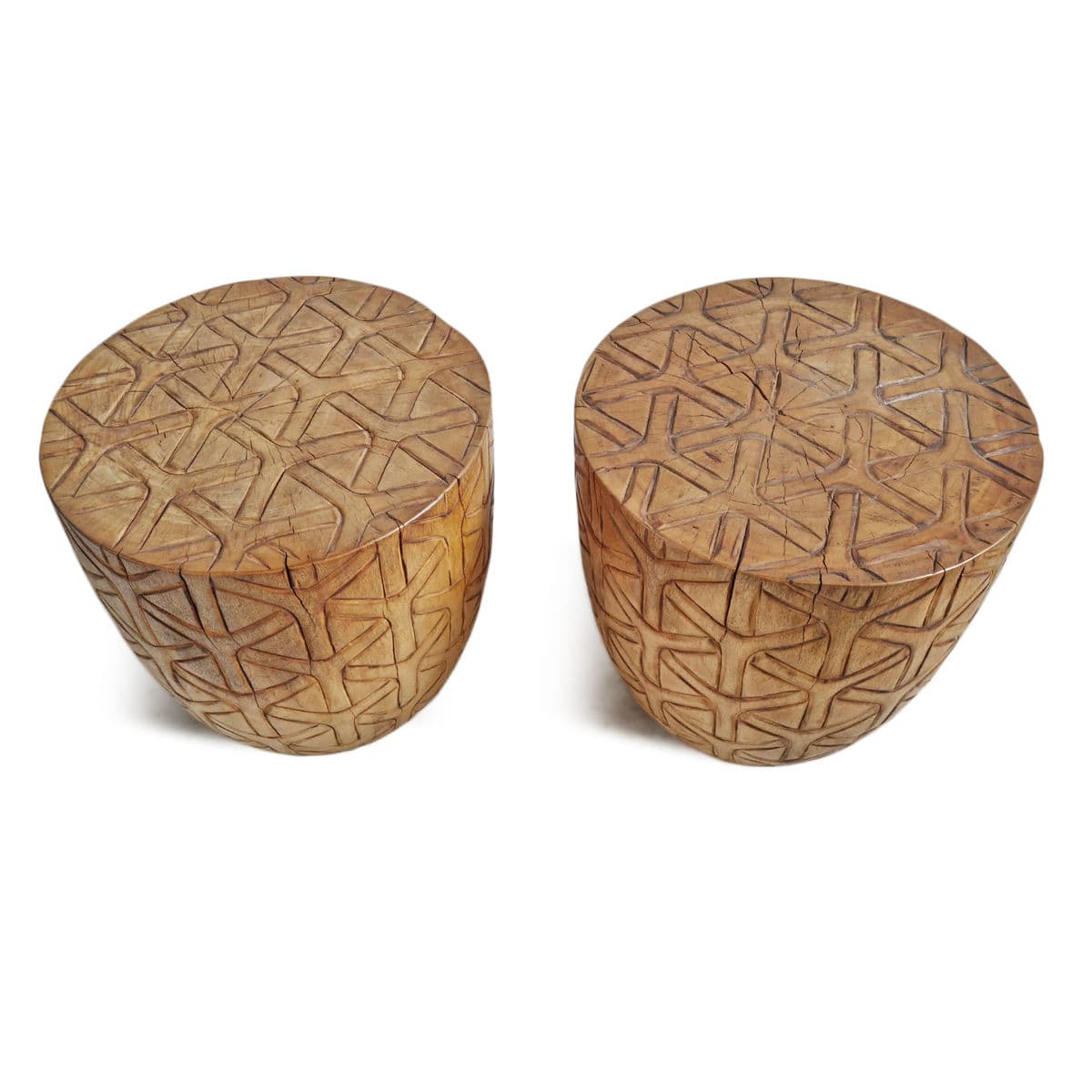 Natural Gumdrop Cane Carved Stool - Thumbnail 9