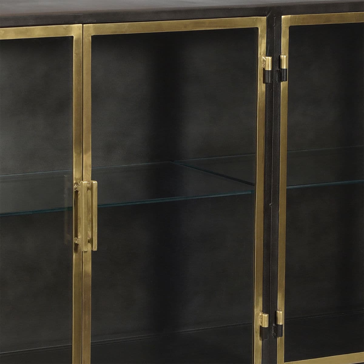 Brass & Black Glass Door Sideboard - Thumbnail 9