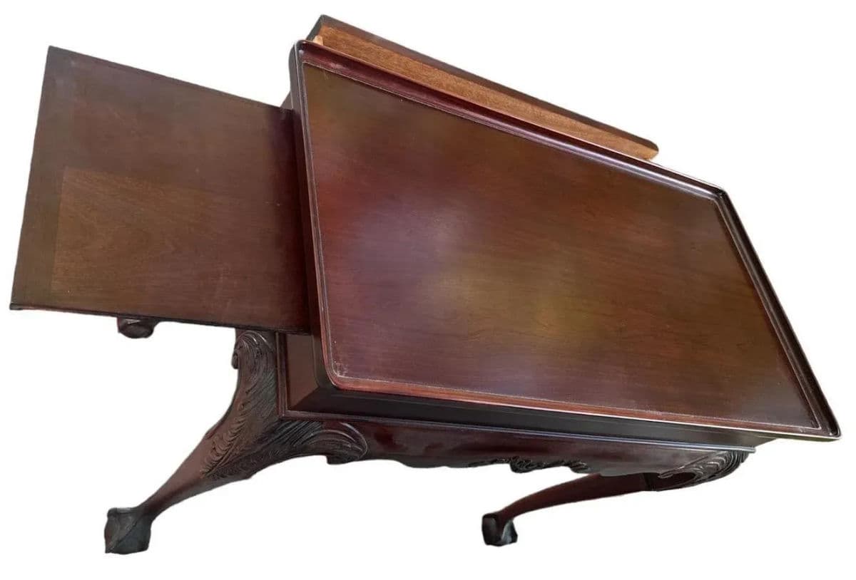 Solid Mahogany Georgian Style Console Server With Pullout Trays - Vintage 1990s - Thumbnail 9