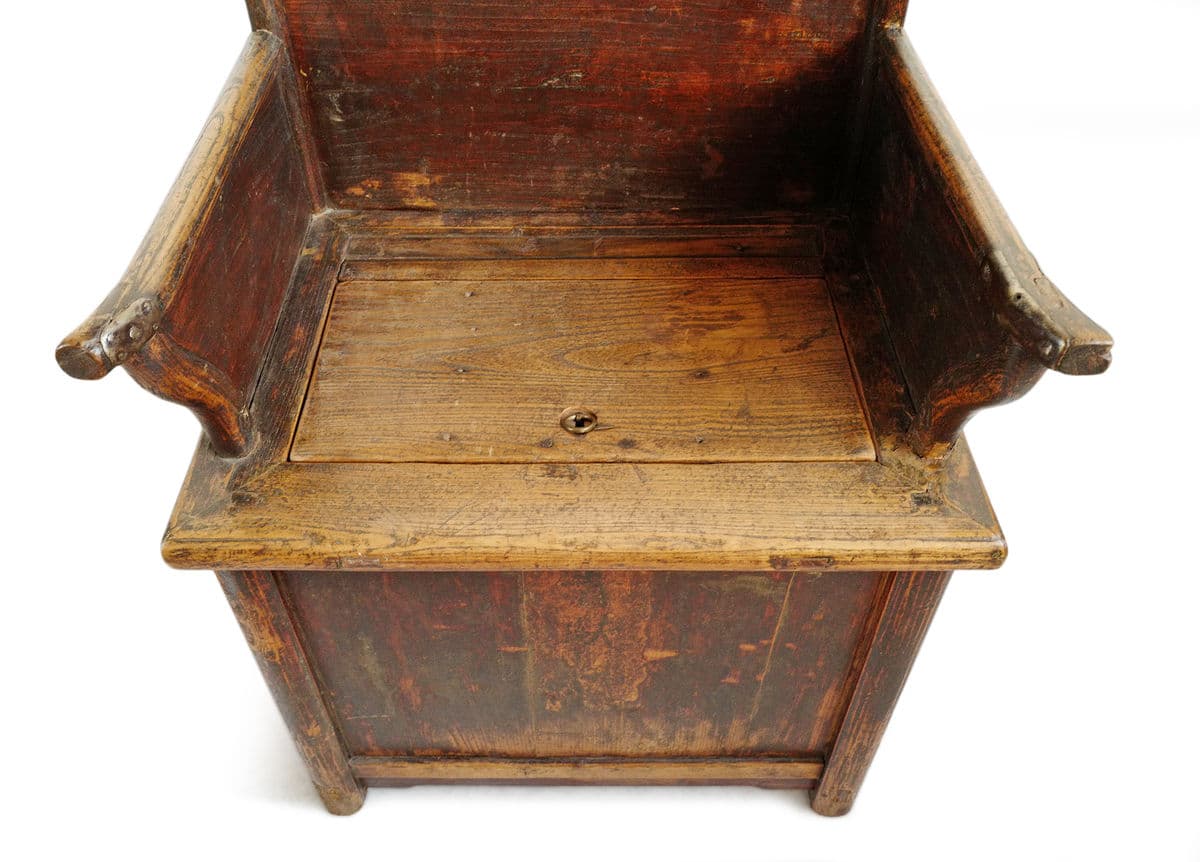 Antique Chinese Trunk Box Arm Chair - Thumbnail 9