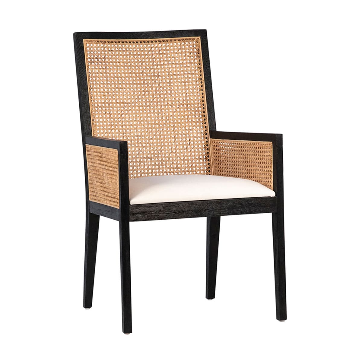 Colonial Black & Cane Dining Arm Chair - Thumbnail 9