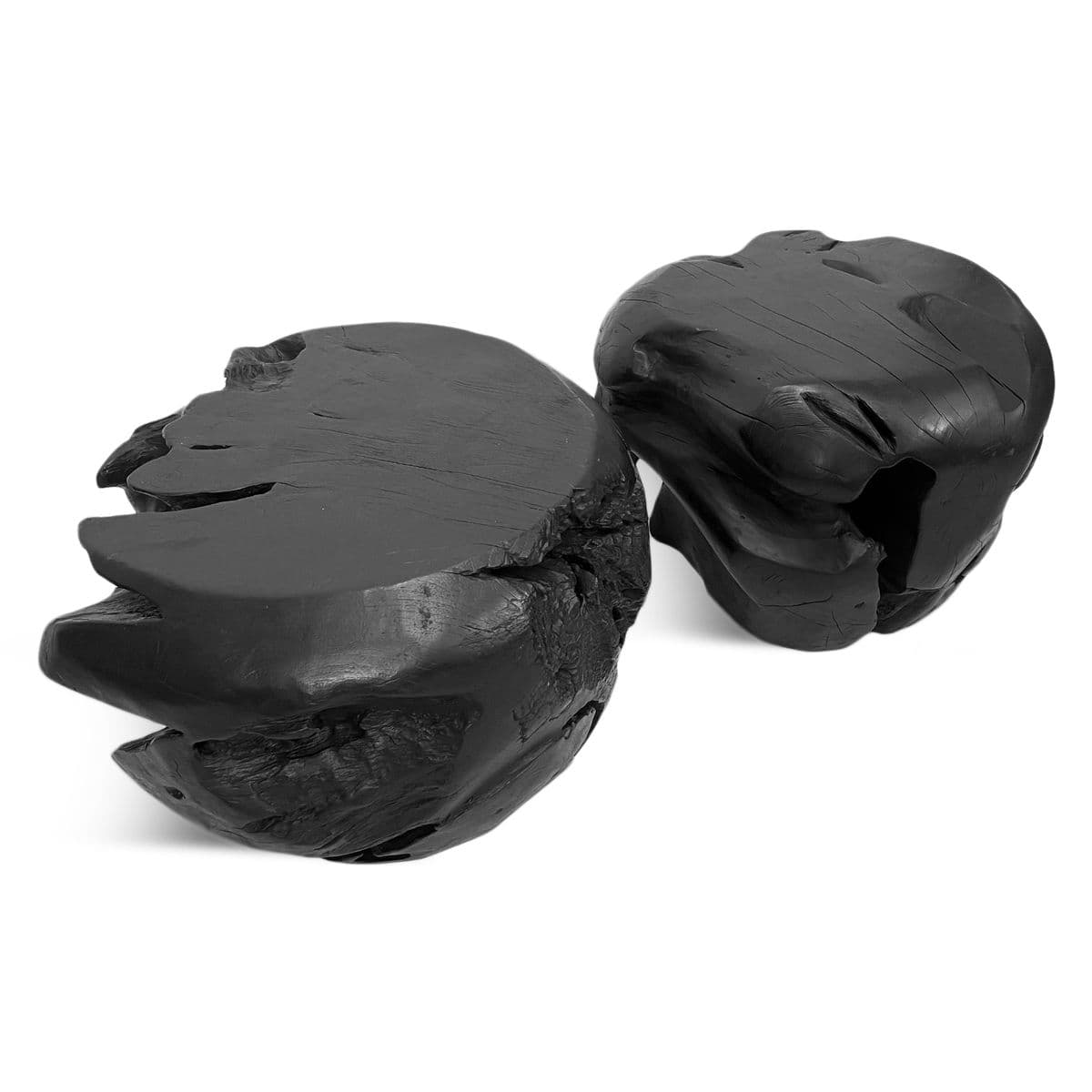 Black Organic Form Teak Stool - Thumbnail 9