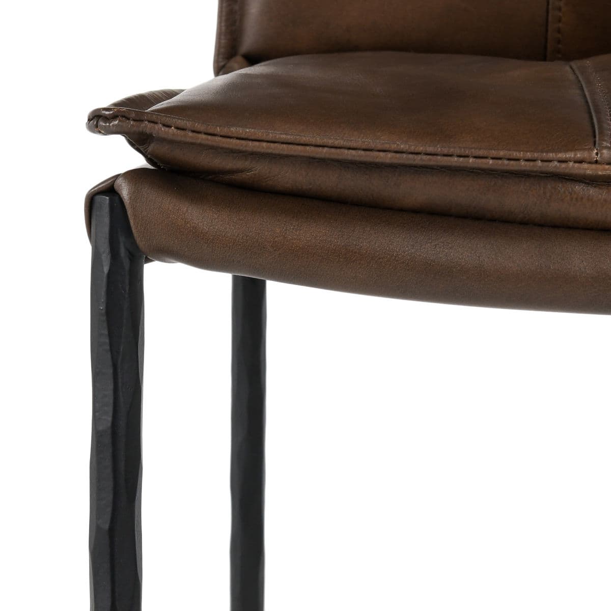 Coffee Brown Leather Bar Stool - Thumbnail 9