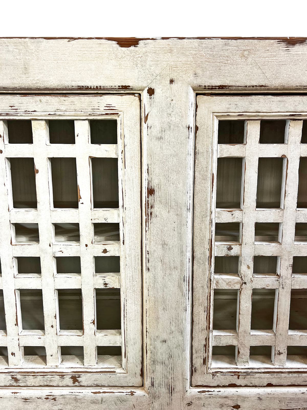 Worn White Lattice Door Sideboard - Thumbnail 9