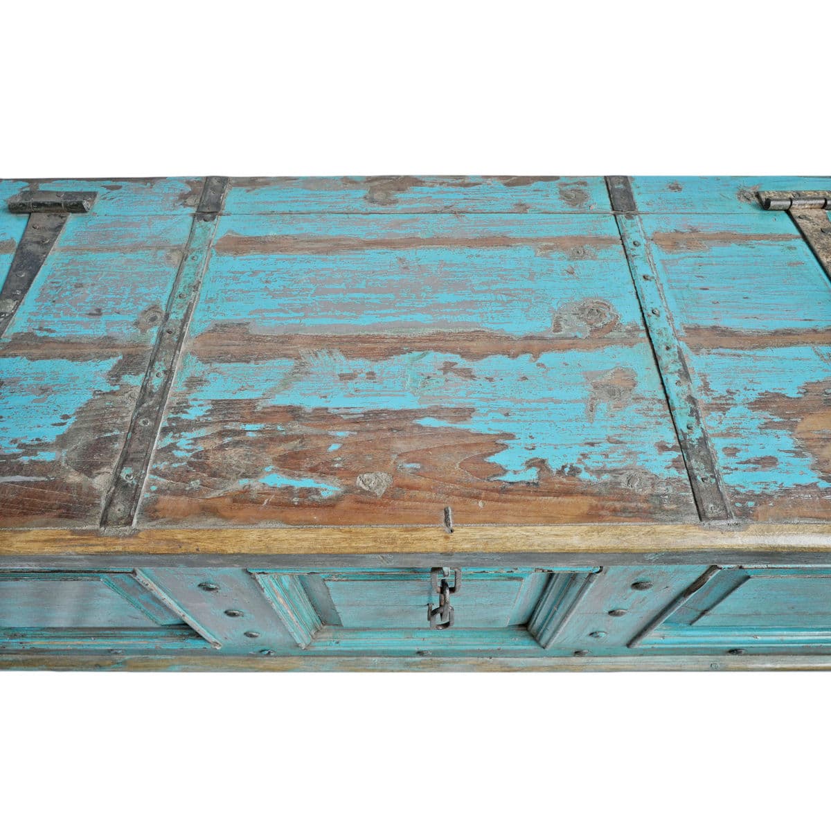 Large Jodhpur Blue Wood Trunk - Thumbnail 9