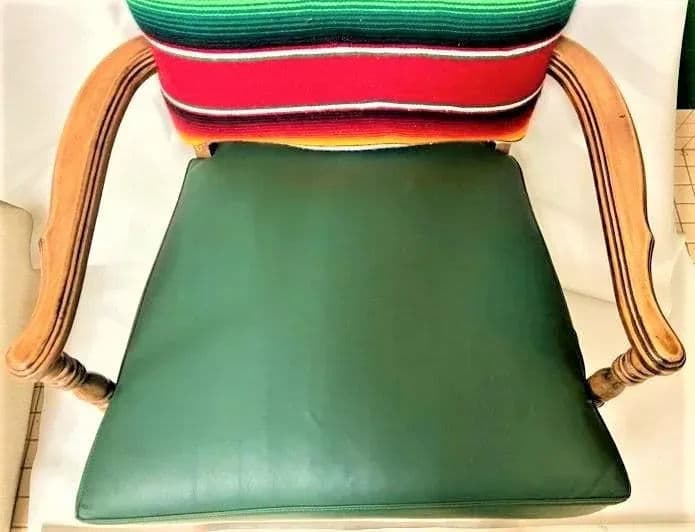 Early 20th Century Spanish Revival Arm Chair With of Colorful Sarape and Italian Leather Upholstery - Thumbnail 9