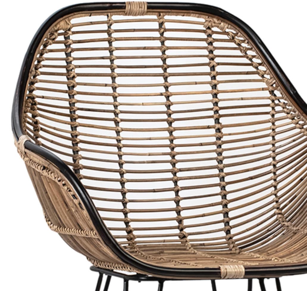Modern Black & Rattan Dining Chair - Thumbnail 9