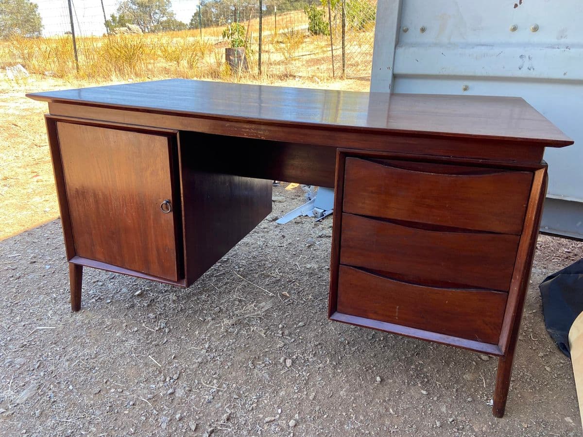 1980s Vintage Modern Teak Wood Desk From the Philippines. - Thumbnail 8