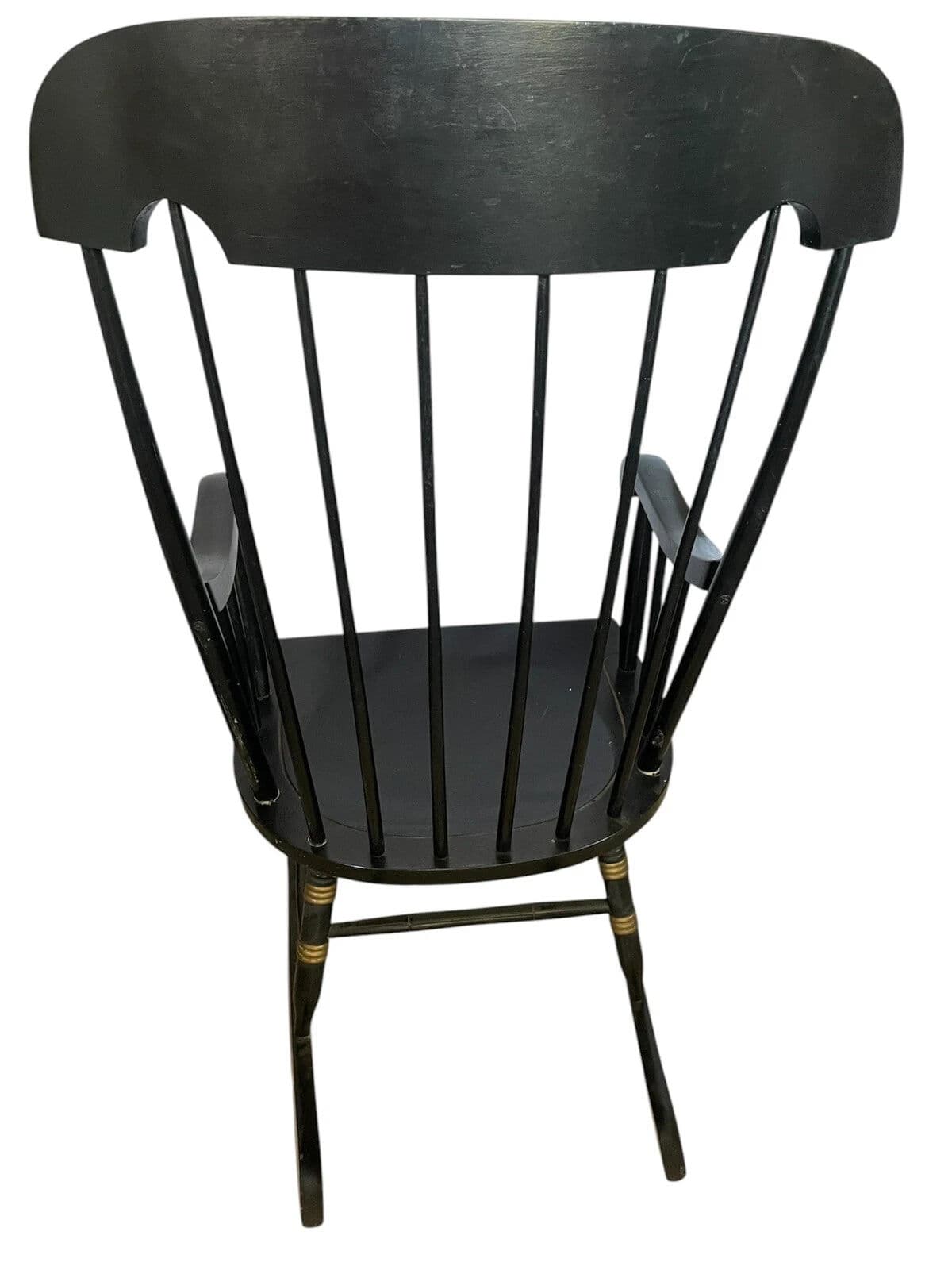 Nichols & Stone Black Stencilled Windsor Rocking Chair - Vintage Mid 20th Century - Made in Massachusetts - Thumbnail 9