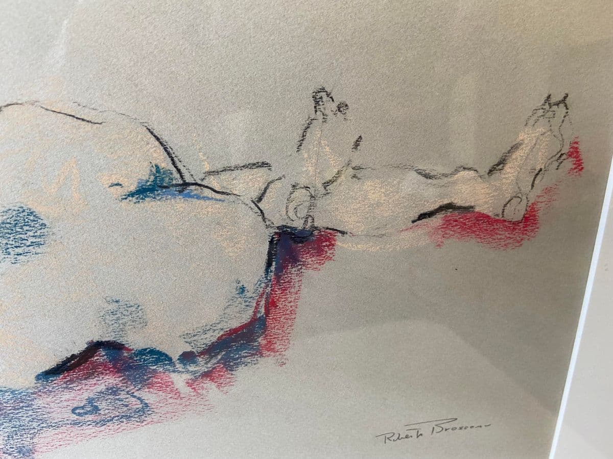 1990s Reclining Nude Mixed-Media Painting, Framed - Thumbnail 8