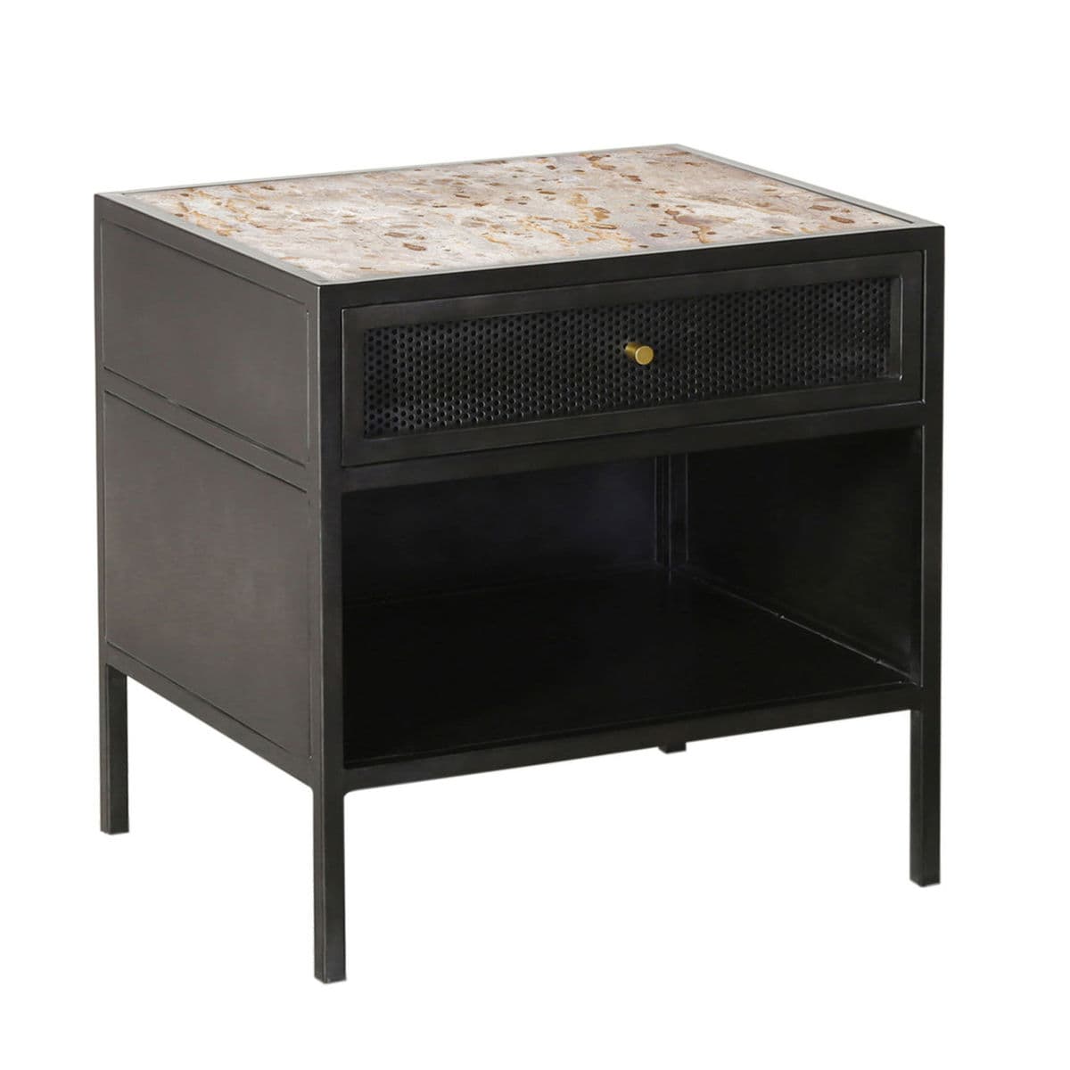 Iron & Travertine Nightstand - Thumbnail 9
