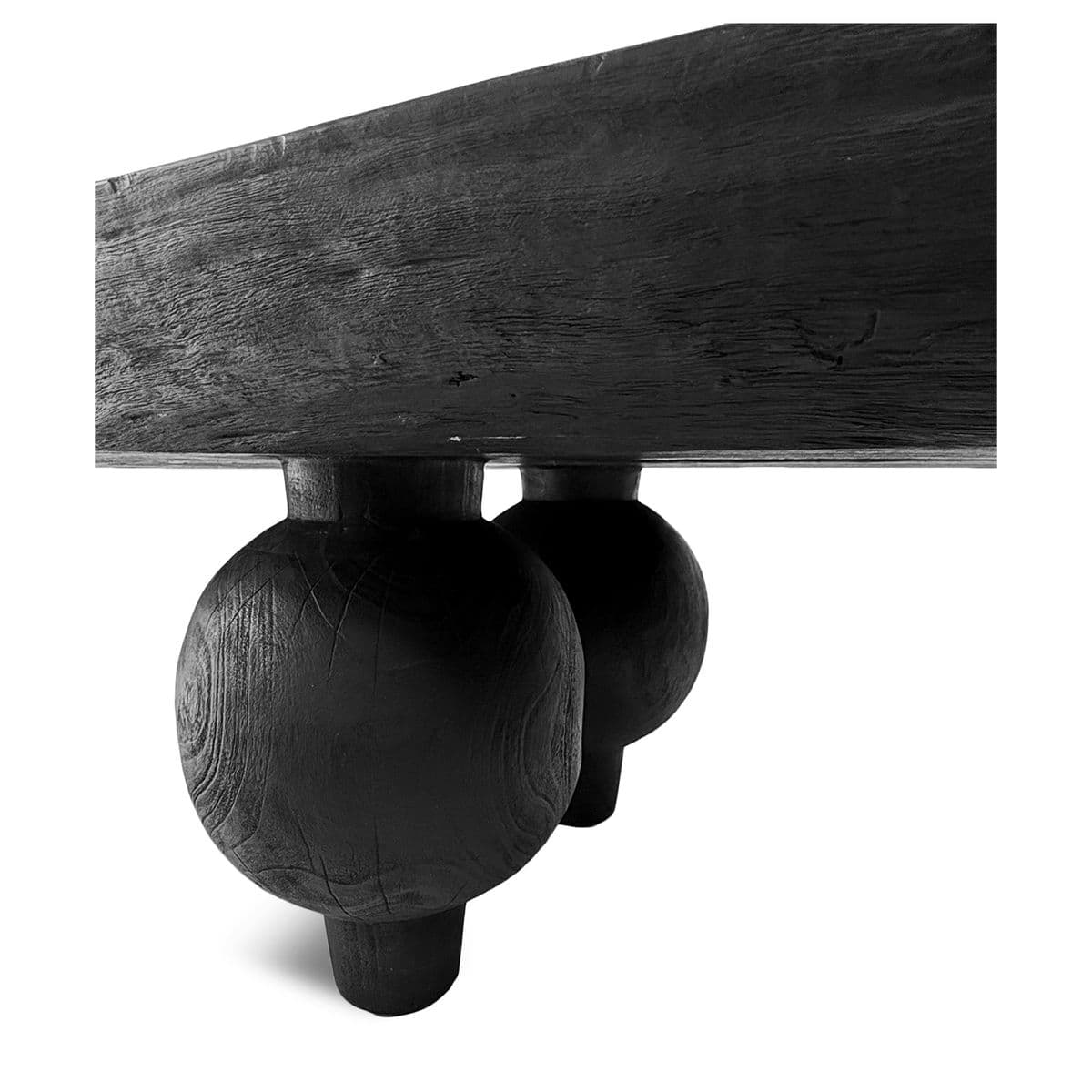 Black Slab Ball Leg Coffee Table Bench - Thumbnail 9