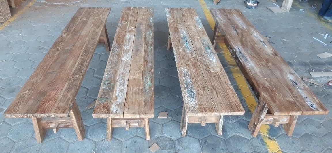 Salvaged Teak Wood Jaxon Bench - Thumbnail 9