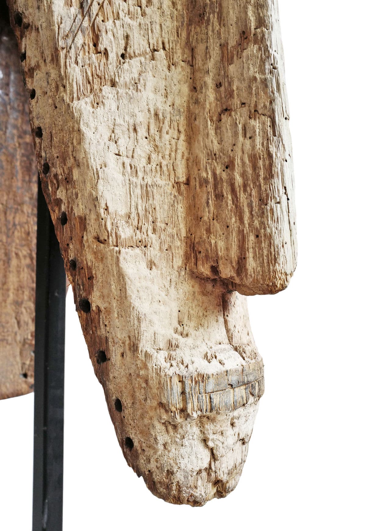 Large Old Rare Double Fang Mask on Stand - Thumbnail 9