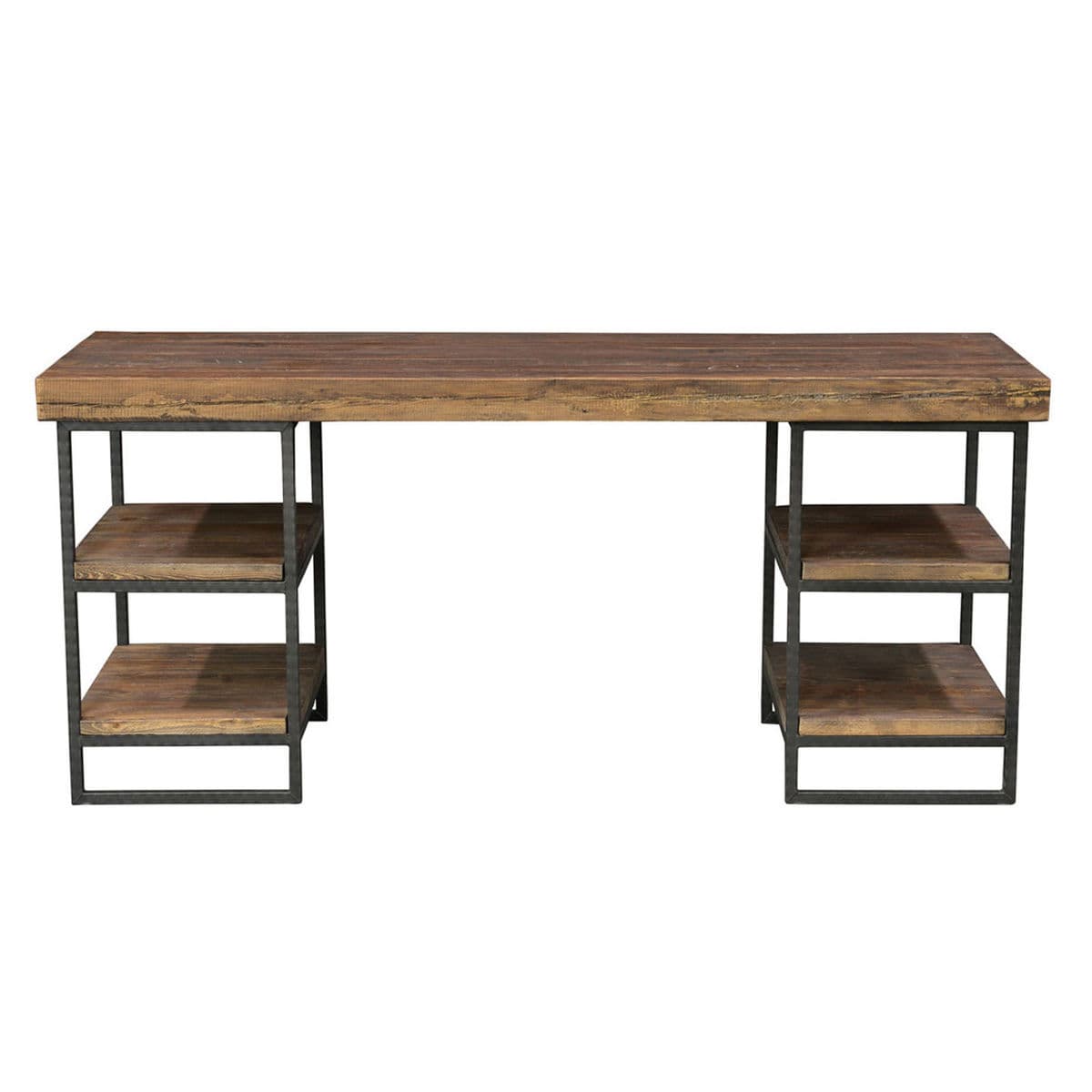 Reclaimed Wood & Iron Shelf Desk - Thumbnail 9