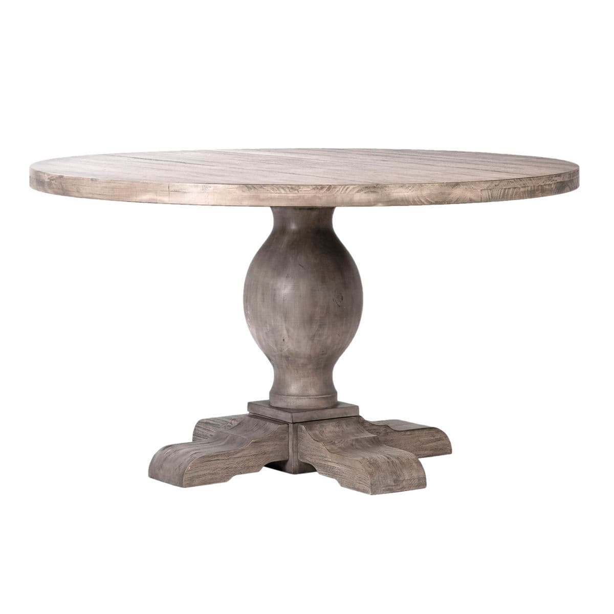 Round Beach Washed Salvage Pine Dining Table - Thumbnail 9