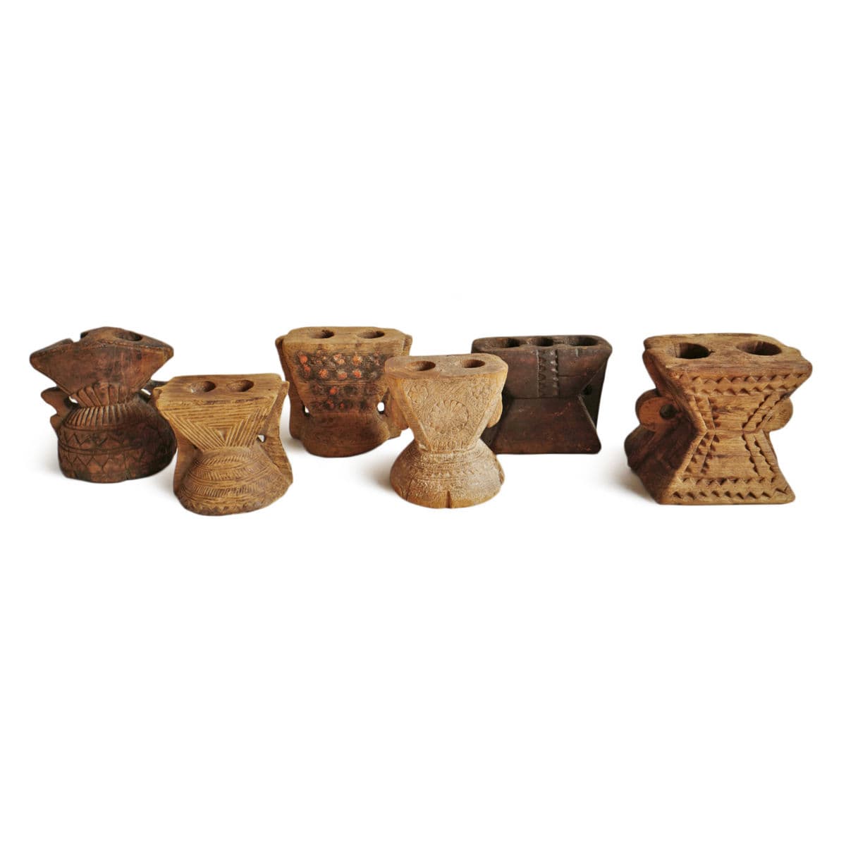 Antique Rajasthan Village Wood Candle Stand - Thumbnail 9