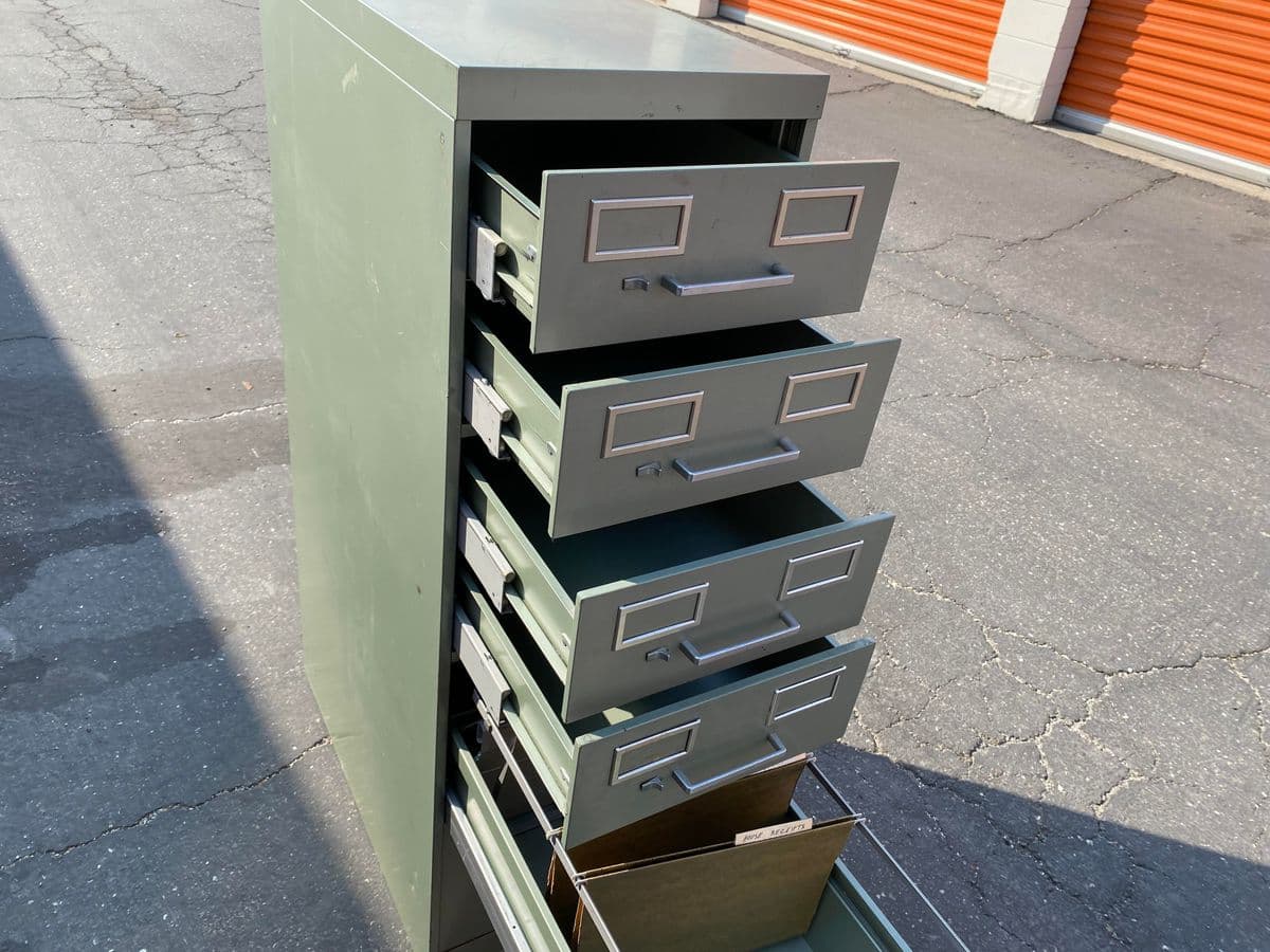 1970s Vintage All Steel Metal Card Drawer and Filling Cabinet - Thumbnail 8