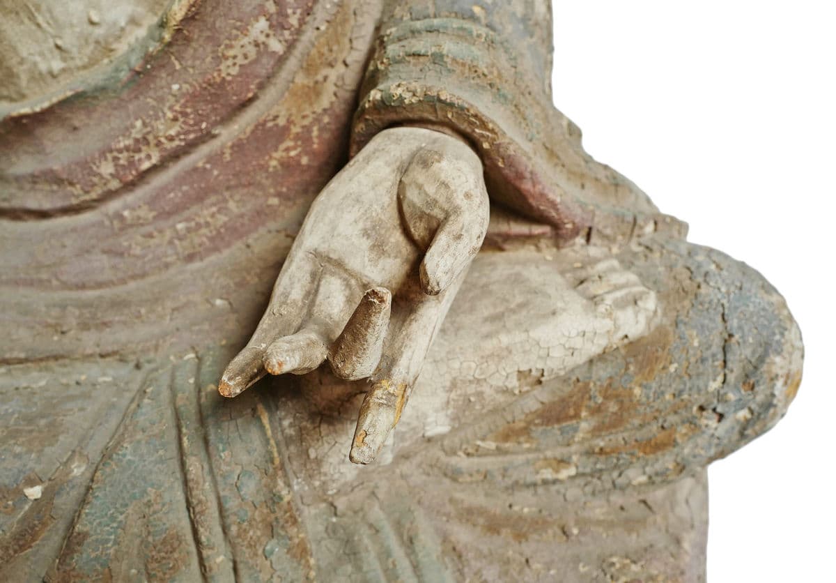 Old Chinese Wood Sitting Buddha - Thumbnail 9