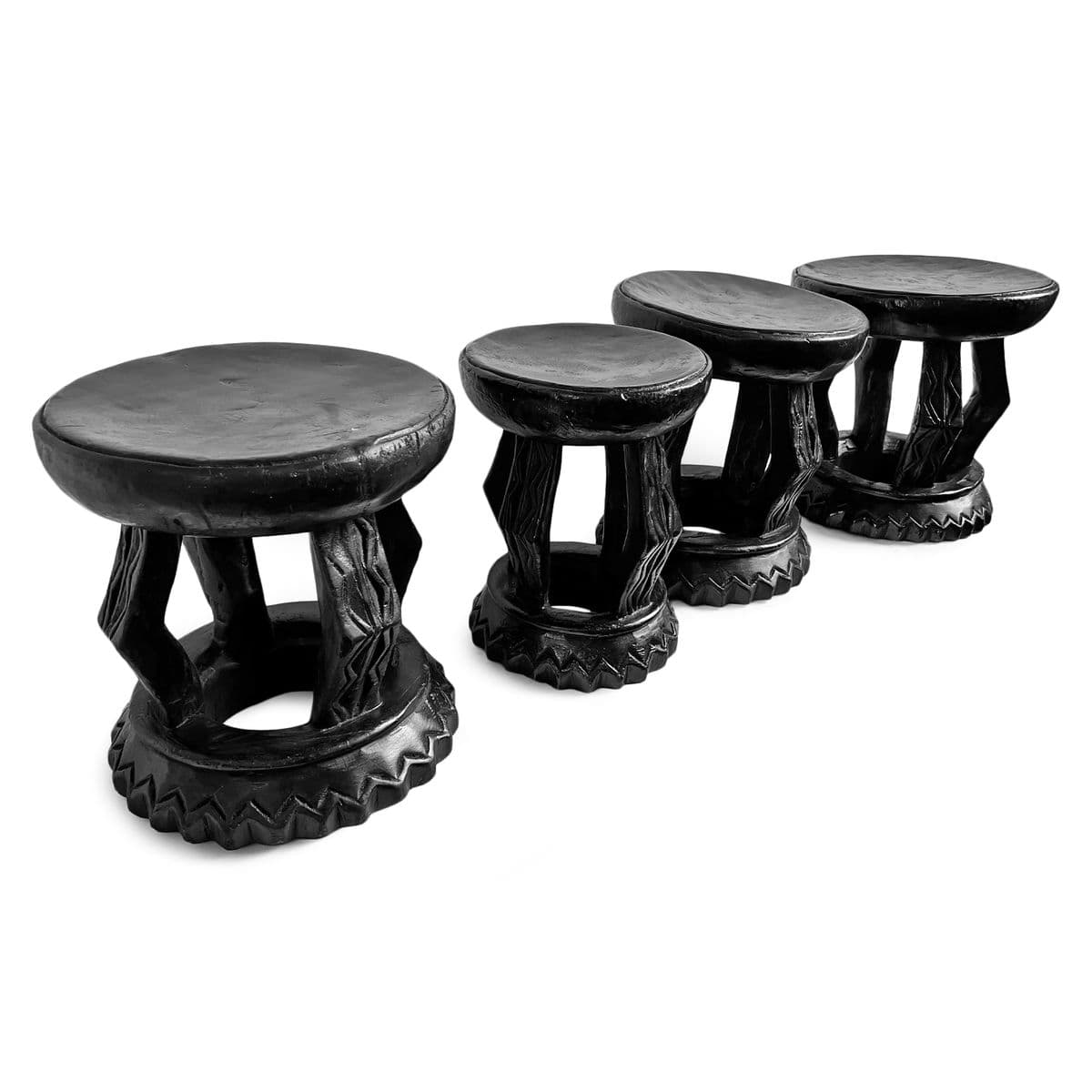 Black Oka Yoruba Stool - Thumbnail 9