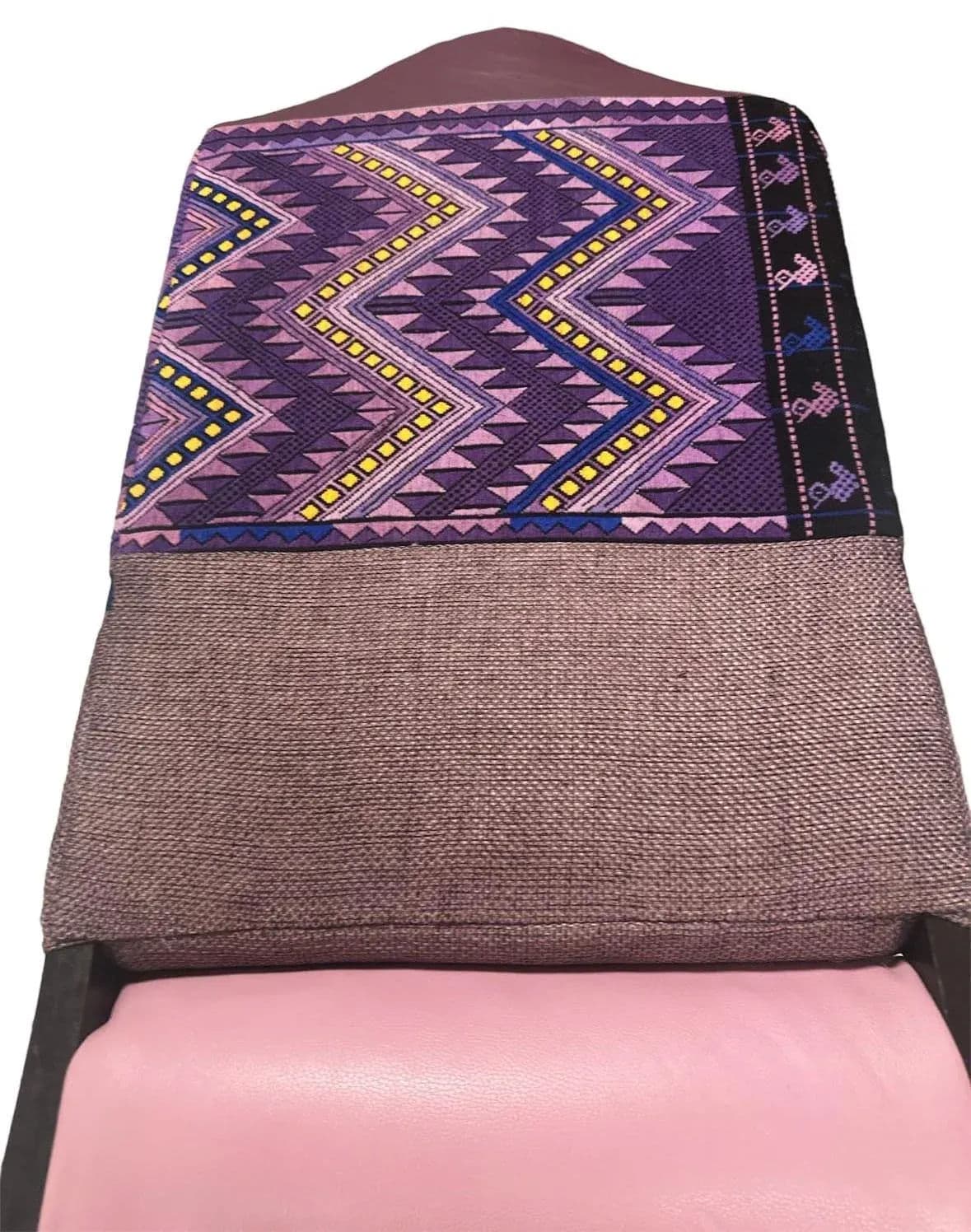 Antique Hacienda Style Chair With New Upholstery of Mauve and Rose Hand Embroidery and Leather - Thumbnail 9