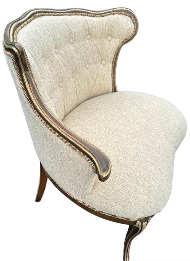 Pair of 19th Century Antique Louis XV Side Chairs With New Upholstery and Refinished With Giltwood Highlights - Thumbnail 9